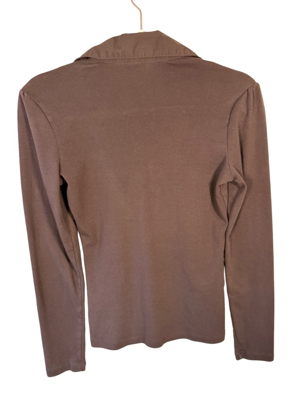 RW&CO. Brown Long Sleeve Polo Top with Pintuck Yoke - Picture 3 of 13